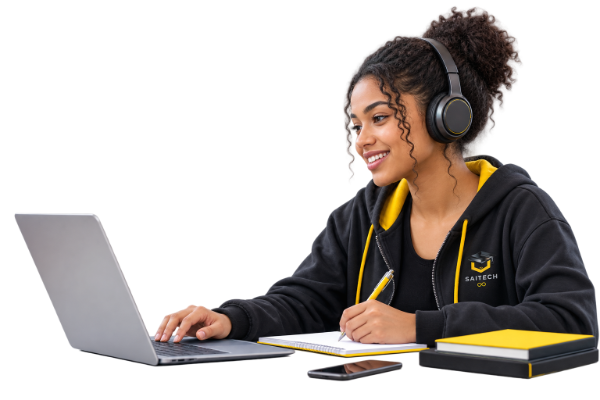 Student learning accredited IT training at SAITECH